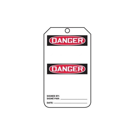 Accuform Danger, Self-Laminating PF-Cardstock, 3-1/4 in Width, 0.3 in Height, , 25 PK FBMDT260LTP